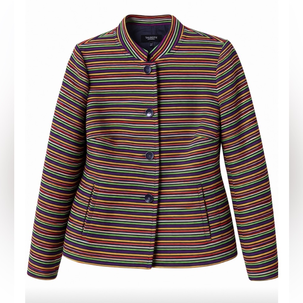 Talbots Vibrant Striped Rainbow Color Women's Blazer